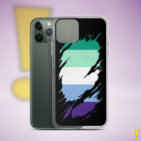 Gay Male Pride Flag Ripped Reveal Clear Case for iPhone®